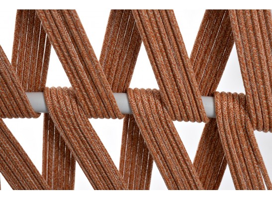 "Диего" диван 2-местный плетеный из роупа, каркас алюминий светло-серый (RAL7035) муар, роуп оранжевый меланж круглый, ткань светло-серая в Набережных Челнах "Диего" диван 2-местный плетеный из роупа, каркас алюминий светло-серый (RAL7035) муар, роуп оранжевый меланж круглый, ткань светло-серая в Набережных Челнах