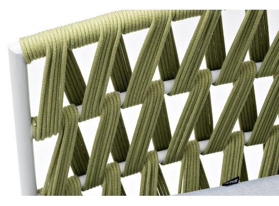 "Диего" диван 2-местный плетеный из роупа, каркас алюминий светло-серый (RAL7035) муар, роуп салатовый меланж круглый, ткань светло-серая в Набережных Челнах "Диего" диван 2-местный плетеный из роупа, каркас алюминий светло-серый (RAL7035) муар, роуп салатовый меланж круглый, ткань светло-серая в Набережных Челнах