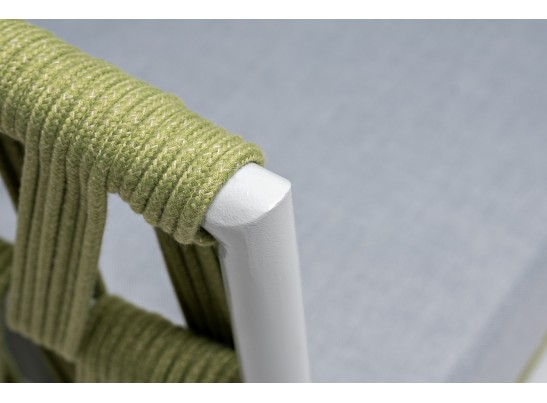 "Диего" диван 2-местный плетеный из роупа, каркас алюминий светло-серый (RAL7035) муар, роуп салатовый меланж круглый, ткань светло-серая в Набережных Челнах "Диего" диван 2-местный плетеный из роупа, каркас алюминий светло-серый (RAL7035) муар, роуп салатовый меланж круглый, ткань светло-серая в Набережных Челнах