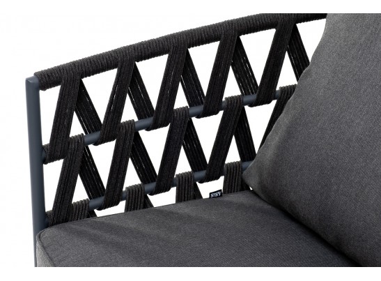 "Диего" диван 2-местный плетеный из роупа, каркас алюминий темно-серый (RAL7024) муар, роуп темно-серый круглый, ткань темно-серая 027 в Набережных Челнах "Диего" диван 2-местный плетеный из роупа, каркас алюминий темно-серый (RAL7024) муар, роуп темно-серый круглый, ткань темно-серая 027 в Набережных Челнах