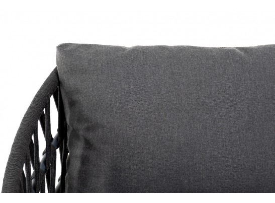 "Диего" диван 2-местный плетеный из роупа, каркас алюминий темно-серый (RAL7024) муар, роуп темно-серый круглый, ткань темно-серая 027 в Набережных Челнах "Диего" диван 2-местный плетеный из роупа, каркас алюминий темно-серый (RAL7024) муар, роуп темно-серый круглый, ткань темно-серая 027 в Набережных Челнах