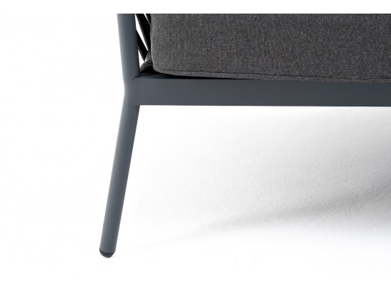 "Диего" диван 2-местный плетеный из роупа, каркас алюминий темно-серый (RAL7024) муар, роуп темно-серый круглый, ткань темно-серая 027 в Набережных Челнах "Диего" диван 2-местный плетеный из роупа, каркас алюминий темно-серый (RAL7024) муар, роуп темно-серый круглый, ткань темно-серая 027 в Набережных Челнах