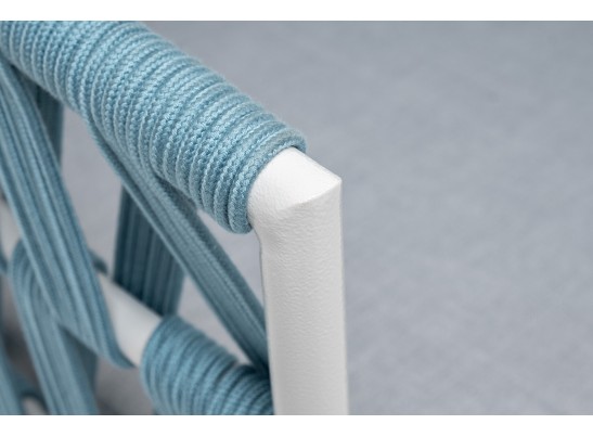 "Диего" кресло плетеное из роупа, каркас алюминий светло-серый (RAL7035) муар, роуп бирюзовый круглый, ткань светло-серая в Набережных Челнах