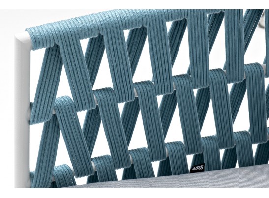 "Диего" кресло плетеное из роупа, каркас алюминий светло-серый (RAL7035) муар, роуп бирюзовый круглый, ткань светло-серая в Набережных Челнах