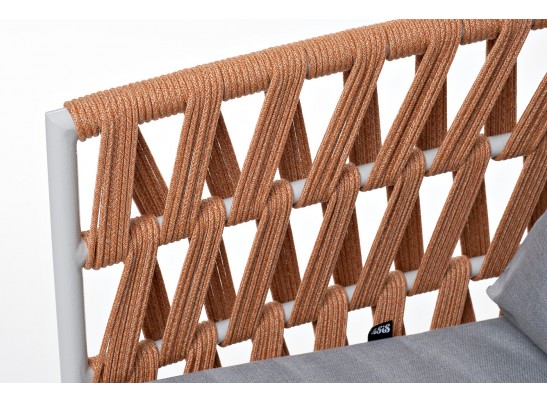 "Диего" кресло плетеное из роупа, каркас алюминий светло-серый (RAL7035) муар, роуп оранжевый меланж круглый, ткань светло-серая в Набережных Челнах