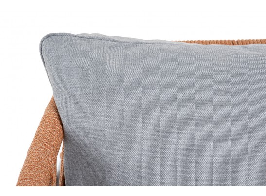 "Диего" кресло плетеное из роупа, каркас алюминий светло-серый (RAL7035) муар, роуп оранжевый меланж круглый, ткань светло-серая в Набережных Челнах