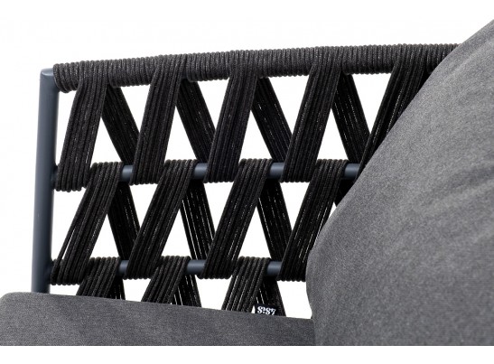 "Диего" кресло плетеное из роупа, каркас алюминий темно-серый (RAL7024) муар, роуп темно-серый круглый, ткань темно-серая 027 в Набережных Челнах