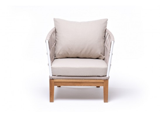 "Диего" кресло плетеное из роупа, каркас алюминий темно-серый (RAL7024), роуп темно-серый круглый, ткань темно-серая в Набережных Челнах