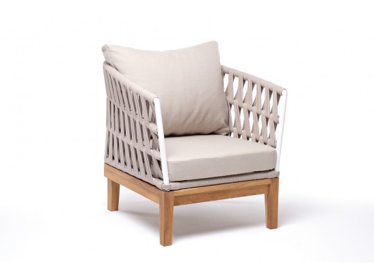 "Диего" кресло плетеное из роупа, каркас алюминий темно-серый (RAL7024), роуп темно-серый круглый, ткань темно-серая в Набережных Челнах