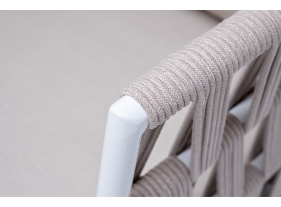 "Диего" кресло плетеное из роупа, каркас алюминий темно-серый (RAL7024), роуп темно-серый круглый, ткань темно-серая в Набережных Челнах