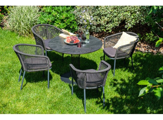 "Диего" обеденная группа на 4 персоны со стульями "Марсель", столешница "серый гранит" в Набережных Челнах