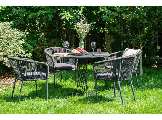 "Диего" обеденная группа на 4 персоны со стульями "Марсель", столешница "серый гранит" в Набережных Челнах