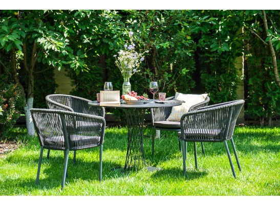 "Диего" обеденная группа на 4 персоны со стульями "Марсель", столешница "серый гранит" в Набережных Челнах