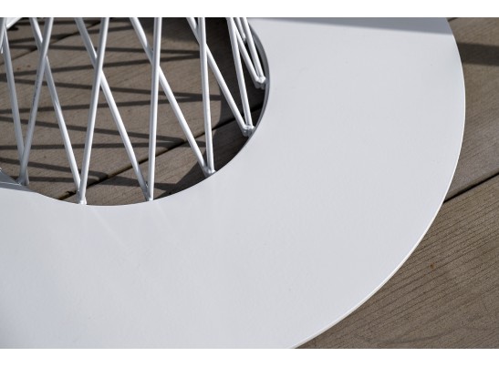 "Диего" обеденный стол из HPL круглый Ø100см, цвет "дуб", каркас белый в Набережных Челнах