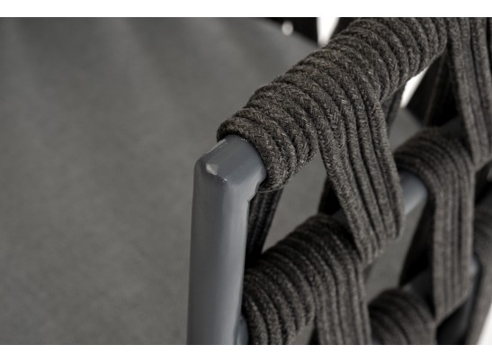 "Диего" стул плетеный из роупа, основание дуб, роуп темно-серый круглый, ткань серая в Набережных Челнах