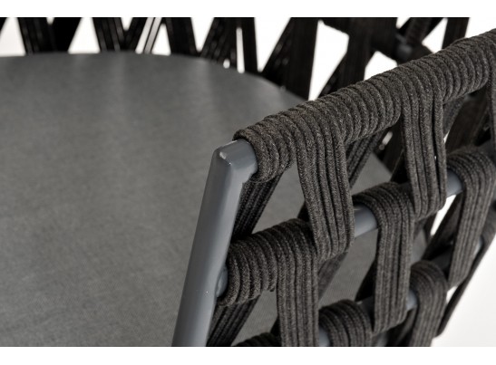 "Диего" стул плетеный из роупа, основание дуб, роуп темно-серый круглый, ткань серая в Набережных Челнах