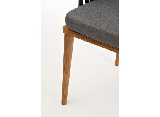 "Диего" стул плетеный из роупа, основание дуб, роуп темно-серый круглый, ткань серая в Набережных Челнах