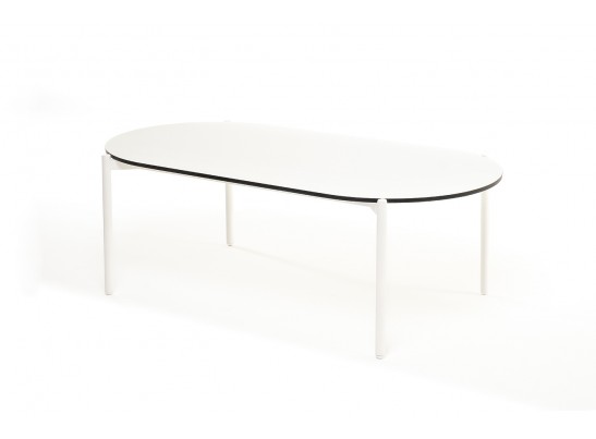 "Диего" журнальный стол из HPL 120х60 H40, каркас белый муар, цвет "молочный" в Набережных Челнах