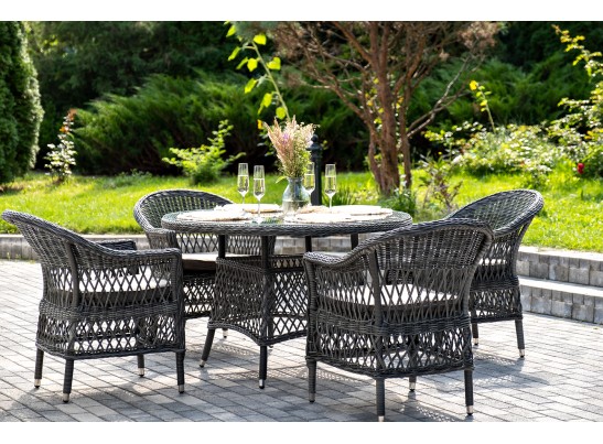 "Дольче" обеденная группа из искусственного ротанга, цвет графит в Набережных Челнах