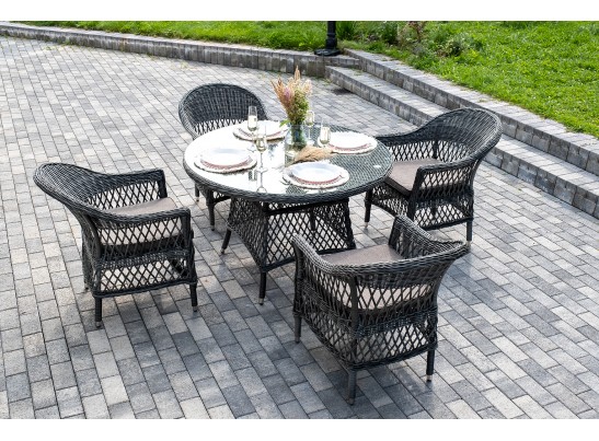 "Дольче" обеденная группа из искусственного ротанга, цвет графит в Набережных Челнах