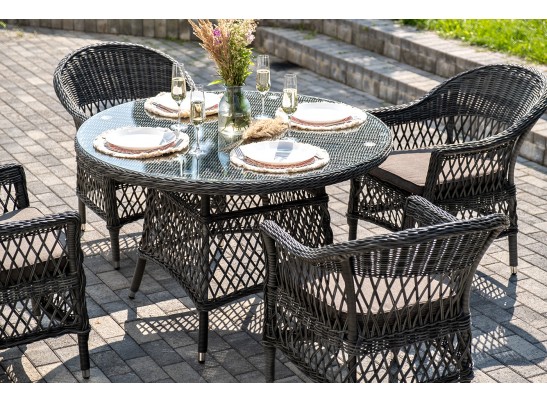 "Дольче" обеденная группа из искусственного ротанга, цвет графит в Набережных Челнах