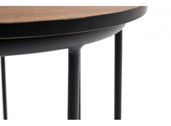 "Эквадор" журнальный стол из HPL круглый Ø40 H55, каркас из алюминия темно-серый (RAL 7024) муар, цвет столешницы "дуб" в Набережных Челнах