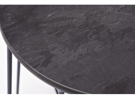 "Эквадор" журнальный стол из HPL круглый Ø40 H55, каркас из алюминия темно-серый (RAL 7024) муар, цвет столешницы "серый гранит" в Набережных Челнах