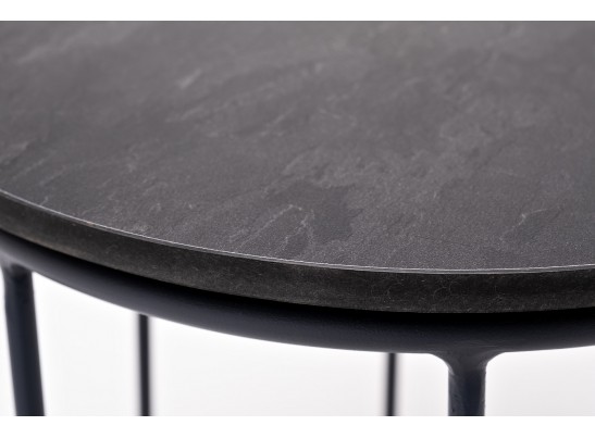 "Эквадор" журнальный стол из HPL круглый Ø40 H55, каркас из алюминия темно-серый (RAL 7024) муар, цвет столешницы "серый гранит" в Набережных Челнах