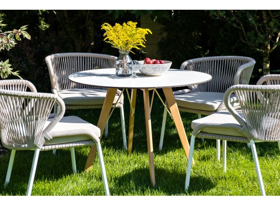 "Франческо" интерьерный стол из HPL круглый Ø100см, цвет молочный в Набережных Челнах