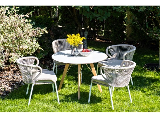 "Франческо" интерьерный стол из HPL круглый Ø100см, цвет молочный в Набережных Челнах