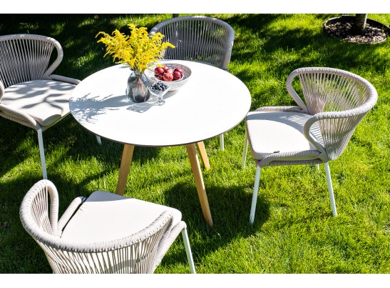 "Франческо" интерьерный стол из HPL круглый Ø100см, цвет молочный в Набережных Челнах