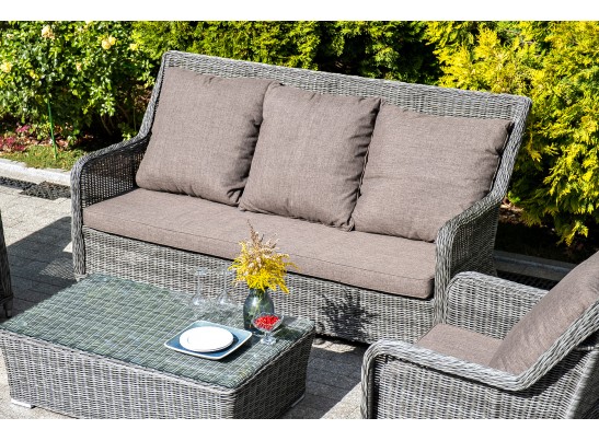 "Гляссе" диван трехместный из искусственного ротанга, цвет графит в Набережных Челнах