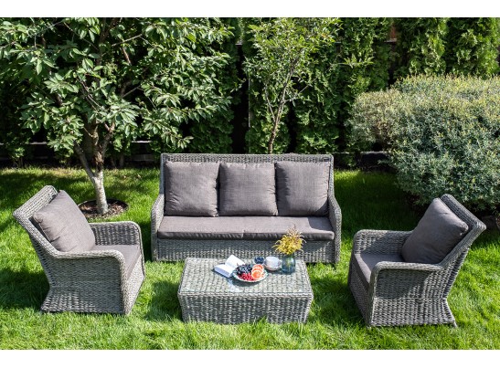 "Гляссе" диван трехместный из искусственного ротанга (гиацинт), цвет серый в Набережных Челнах "Гляссе" диван трехместный из искусственного ротанга (гиацинт), цвет серый в Набережных Челнах