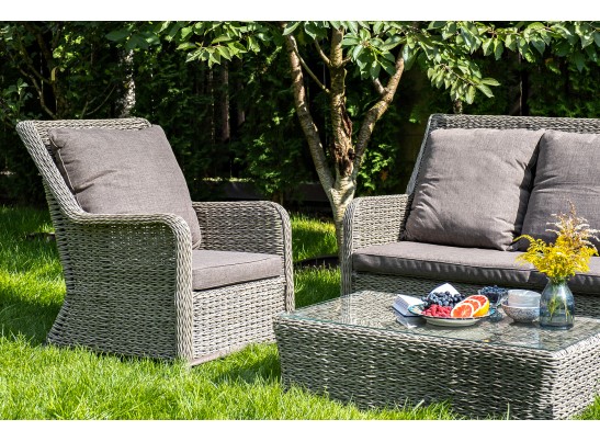 "Гляссе" лаунж-зона из искусственного ротанга (гиацинт), цвет серый в Набережных Челнах