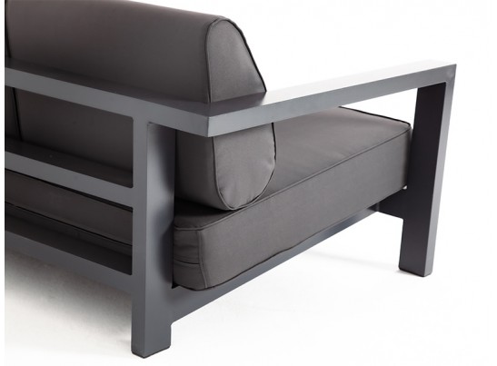 "Гранада" диван 3-местный, каркас алюминий темно-серый (RAL7024) муар, ткань темно-серая 027 в Набережных Челнах