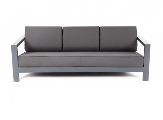 "Гранада" диван 3-местный, каркас алюминий темно-серый (RAL7024) шагрень, ткань темно-серая 027 в Набережных Челнах "Гранада" диван 3-местный, каркас алюминий темно-серый (RAL7024) шагрень, ткань темно-серая 027 в Набережных Челнах