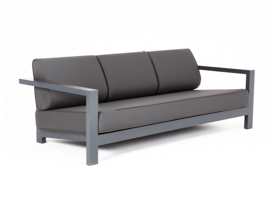 "Гранада" диван 3-местный, каркас алюминий темно-серый (RAL7024) шагрень, ткань темно-серая 027 в Набережных Челнах "Гранада" диван 3-местный, каркас алюминий темно-серый (RAL7024) шагрень, ткань темно-серая 027 в Набережных Челнах