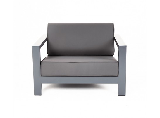 "Гранада" кресло алюминиевое, цвет темно-серый (RAL7024) муар, ткань темно-серая 027 в Набережных Челнах