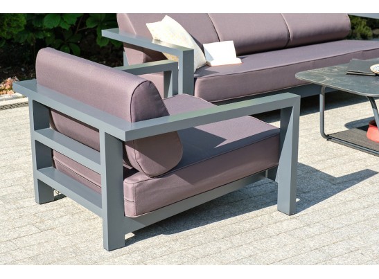 "Гранада" кресло алюминиевое, цвет темно-серый (RAL7024) муар, ткань темно-серая 027 в Набережных Челнах