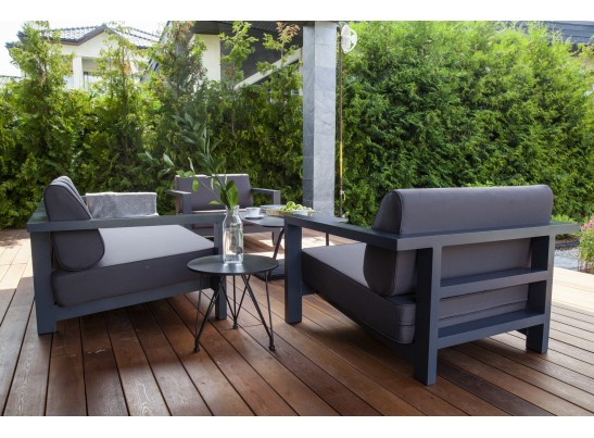 "Гранада" кресло алюминиевое, цвет темно-серый (RAL7024) муар, ткань темно-серая 027 в Набережных Челнах