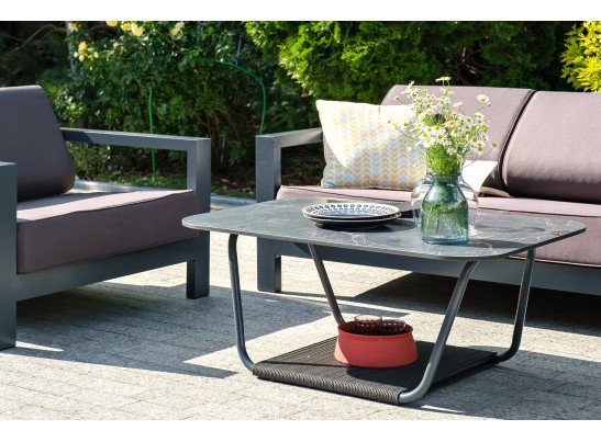 "Гранада" журнальный стол 90х50см из HPL, цвет "черный мрамор" в Набережных Челнах