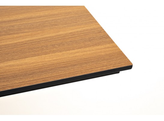 "Каффе" обеденный стол из HPL 140х70см, цвет "дуб", подстолье двойное черное чугун в Набережных Челнах