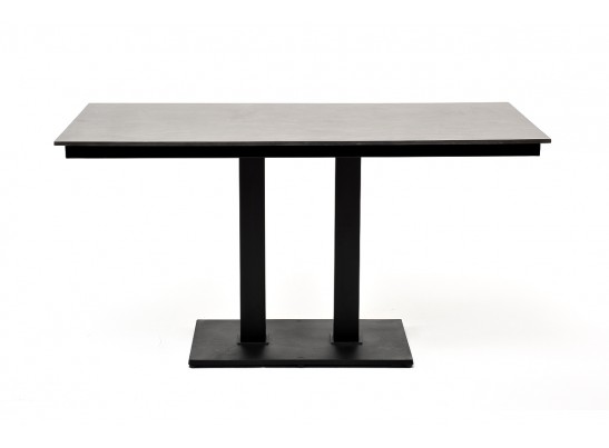 "Каффе" обеденный стол из HPL 140х70см, цвет "серый гранит", подстолье двойное черное чугун в Набережных Челнах