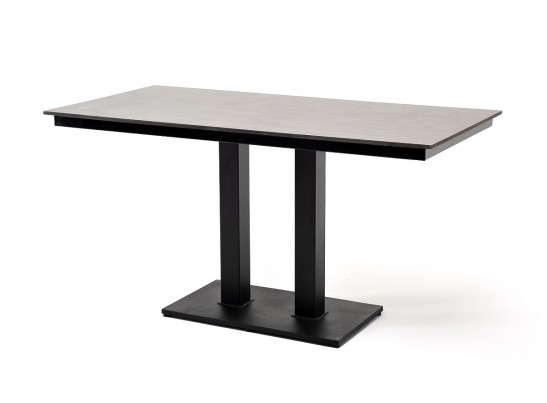 "Каффе" обеденный стол из HPL 140х70см, цвет "серый гранит", подстолье двойное черное чугун в Набережных Челнах