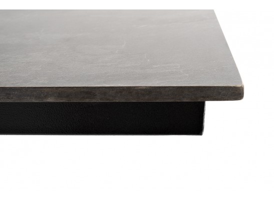 "Каффе" обеденный стол из HPL 140х70см, цвет "серый гранит", подстолье двойное черное чугун в Набережных Челнах