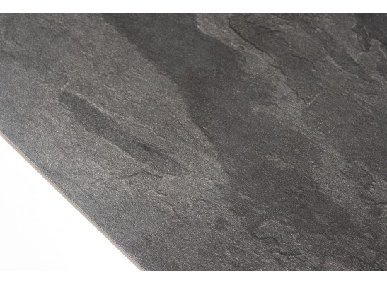 "Каффе" обеденный стол из HPL 140х70см, цвет "серый гранит", подстолье двойное черное чугун в Набережных Челнах