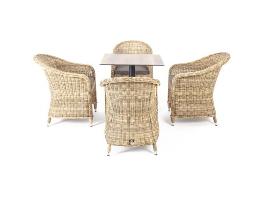 "Каффе" обеденная группа на 4 персоны, стулья соломенные в Набережных Челнах