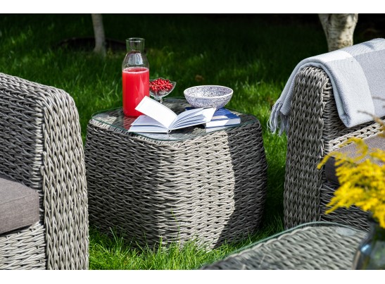 "Кальяри" кофейный столик из искусственного ротанга (гиацинт), цвет серый в Набережных Челнах