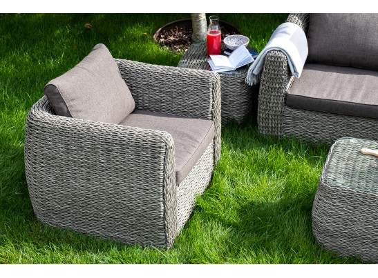 "Кальяри" кофейный столик из искусственного ротанга (гиацинт), цвет серый в Набережных Челнах