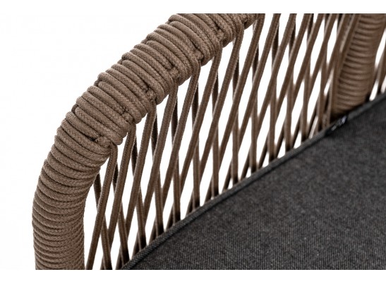 "Канны" диван 2-местный плетеный из роупа, каркас алюминий коричневый (RAL8016) муар, роуп коричневый круглый, ткань темно-серая 027 в Набережных Челнах "Канны" диван 2-местный плетеный из роупа, каркас алюминий коричневый (RAL8016) муар, роуп коричневый круглый, ткань темно-серая 027 в Набережных Челнах